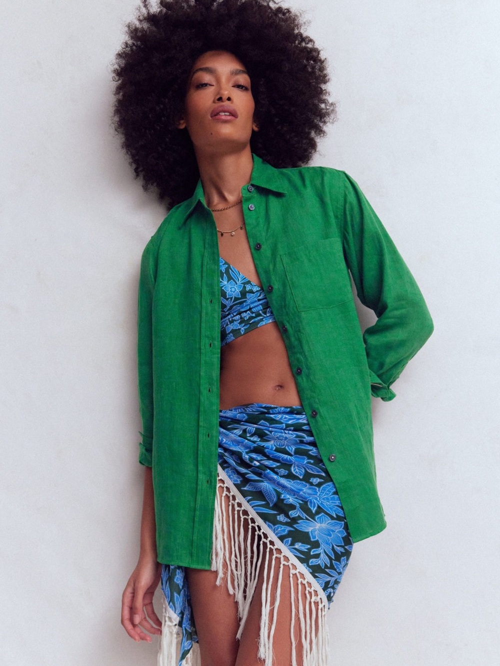 NWT Boden Sadie Relaxed Linen Shirt Green 2